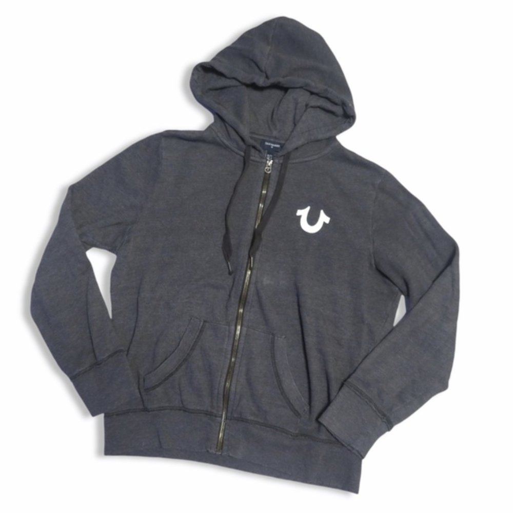 True Religion Grey Zip Up Hoodie Jacket | Kids XL